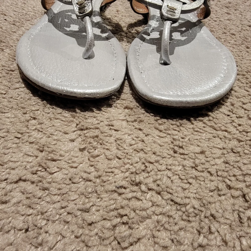 Tory Burch Miller Sandals Metallic Silver Size 9.5